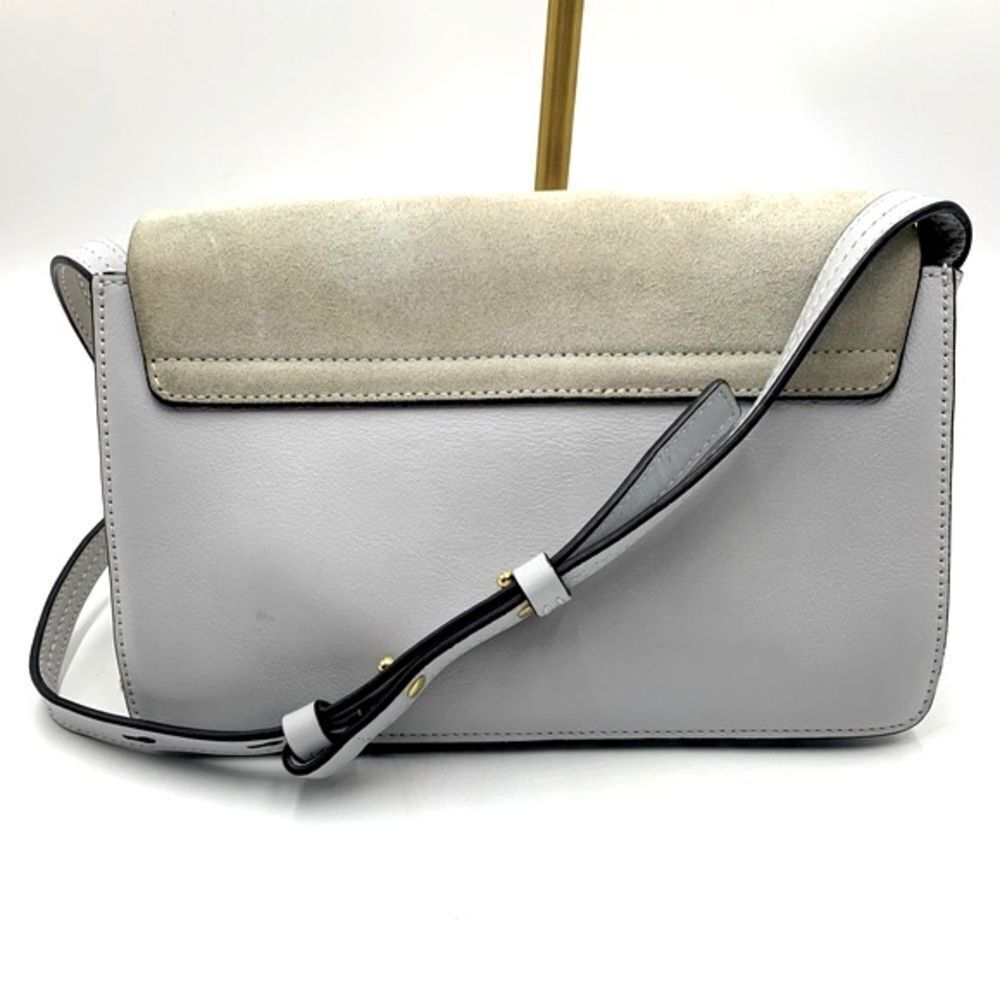 Auth CHLOE Small Faye Crossbody Bag Powder Blue Leather Putty Suede Very Good - Picture 3 of 16